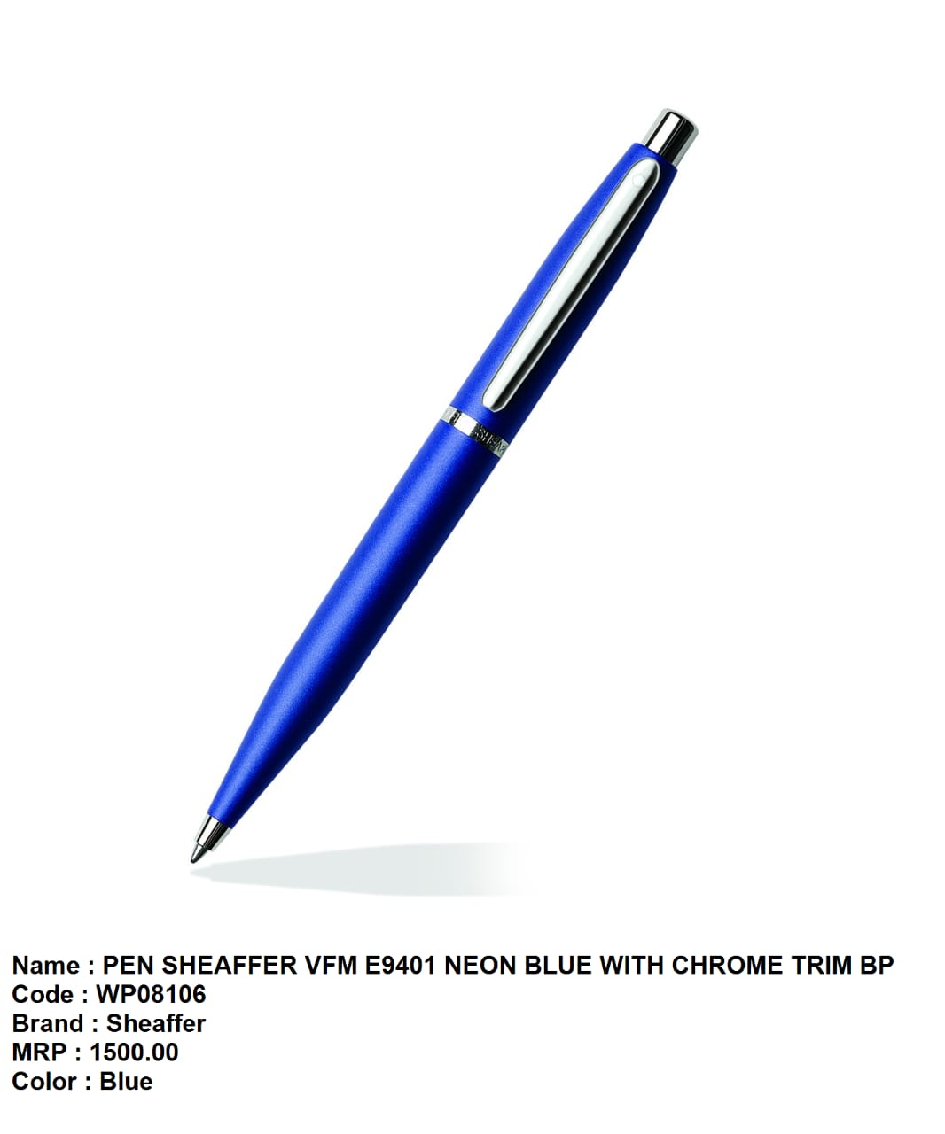 Pen sheaffer vfm E9401 neon blue with chrome trim bp